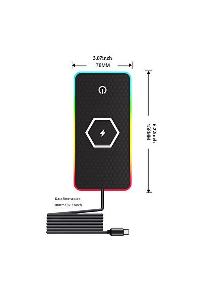 Choice1 Type-c PORT LED RGB Car Wireless Charging Board with Anti Slip Silico...
