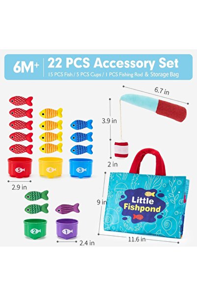 Choice A Montessori Toy for Todders Cloth Fishing Game with Stacking Cups Col...