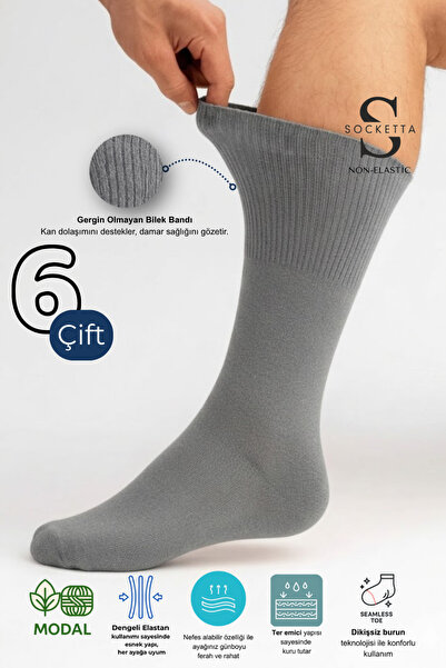 Socketta Pachet de 6 șosete gri închis, fără elastic, fără cusături, pentru d...