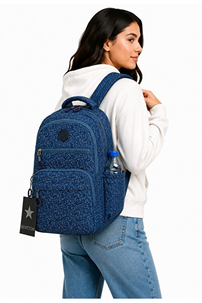 Bevitton Rucsac școlar unisex din material hidrofug A3113 Blue Drop