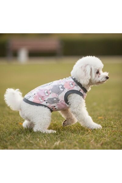 MİNİŞ PET BUTİK Miniş Cute Monsters Small Breed Dog Flexible Combed Cotton T-...