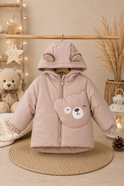 DeKuBaby Cute Plush Teddy Bear Figure Fur-Lined Zippered Quilted Hooded Thick...
