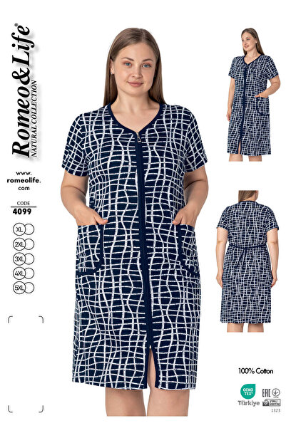 ROMEO LİFE Women's Plus Size 100% Cotton Combed Fabric Zippered Summer Dress ...