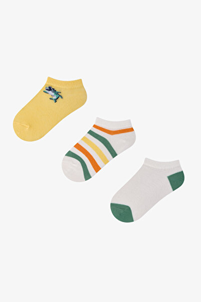 Penti Boys' Captains Island Cotton Striped 3 Pairs Booties Socks