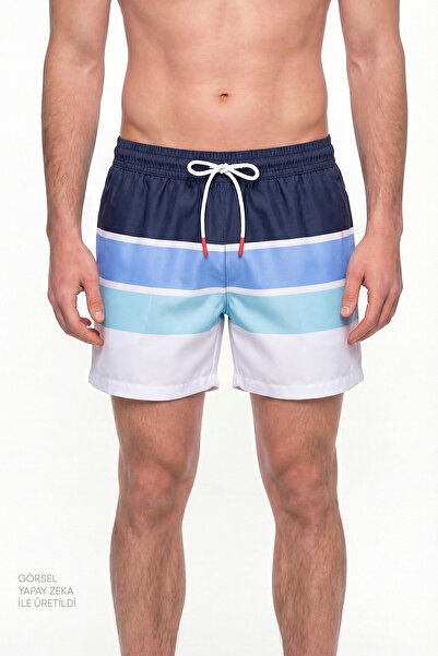 Penti Men's Color Block Striped Swim Shorts