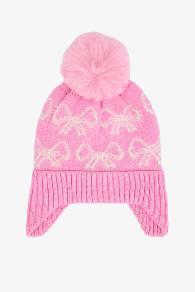 Penti Pembe Kız Çocuk Çizgili Fiyonklu Bere