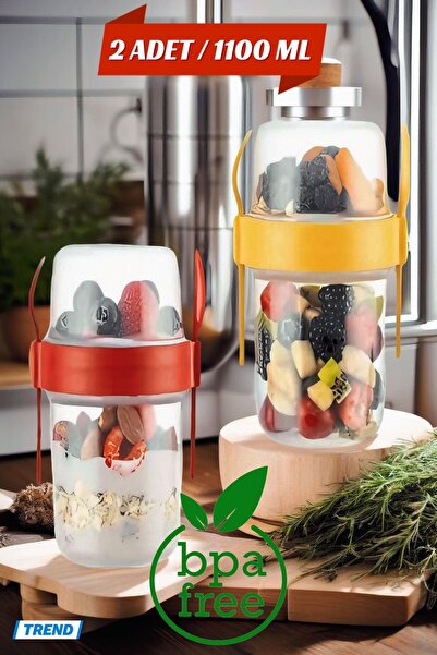 Open Home Concept 2 Pcs Yogurt Muesli Salad Fruit Storage Container with Lid ...