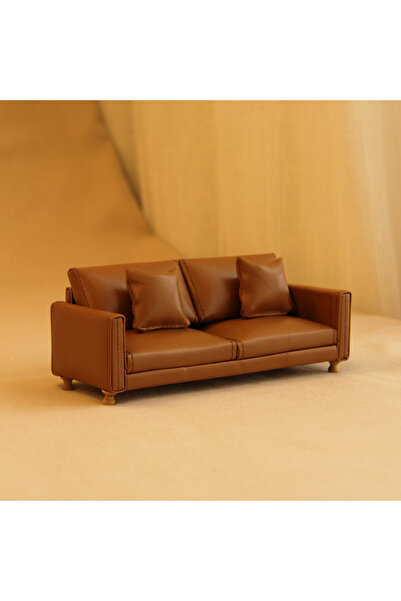Choice dark brown 1:12 Scale Miniature Simulation Furniture Brown Leather Sin...