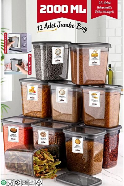 Open Home Concept 12 Piece Jumbo Size Rectangular Storage Container 2000 ml A...
