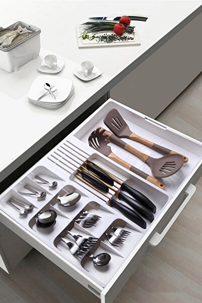 Open Home Concept Maxi Adjustable Sliding Slide Drawer Knife Holder & Spoon H...
