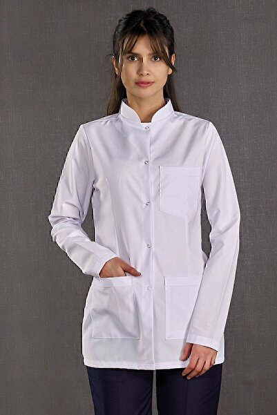 ÇİZGİ MEDİKAL Women's Judge Collar Labaratuvar Apron - Alpaca Fabric