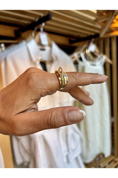 Gözde Tasarım Butik Women's Special Series Vip Steel Stone Gold Gold Color Ring