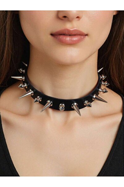 Choice Black 1pc Gothic Punk Spiked Leather Choker, Edgy Rebellious Necklace ...