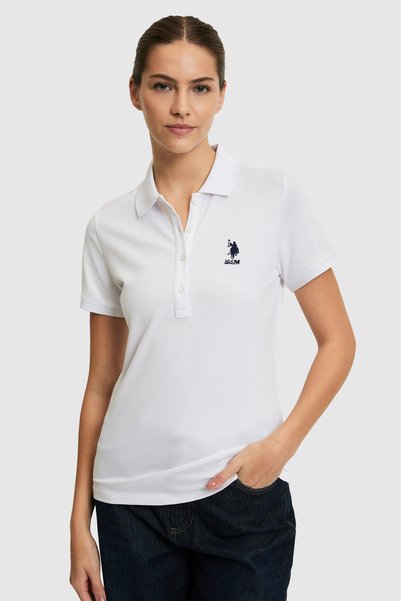 U.S. Polo Assn. Women's White Polo Collar Basic T-Shirt 50321798-Vr013