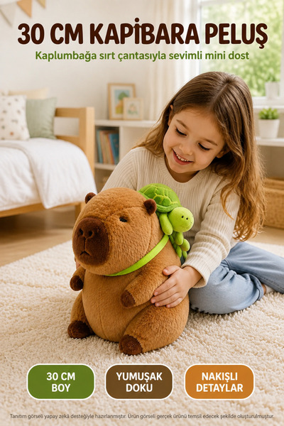 TOYFEST 30 cm Dark Brown Capybara Plush Toy with Backpack – Soft Filling Ador...
