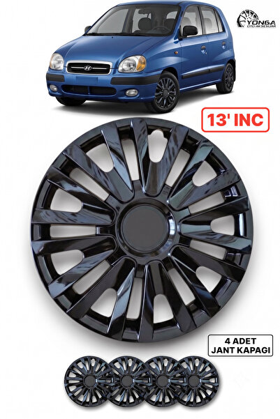 YONGA OTO AKSESUAR HYUNDAİ ATOS 13 İnç Jant Kapağı 4'lü Set Piano Black + 4 A...