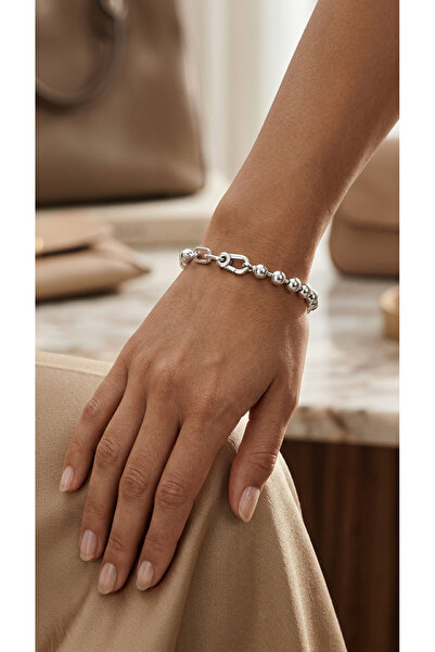 Lavista Silver Yarı Boncuk Yarı Zincir Gümüş Bileklik