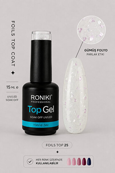 RONIKI Foils Top Coat Mermaid Folyo Parçacıklı Top Coat 15ml