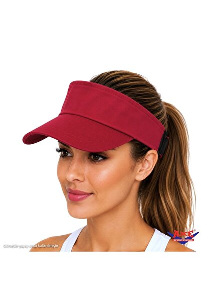 AXE SPORTSWEAR Red Adjustable Velcro Back Visor Hat Uv Sun Protection Casual ...