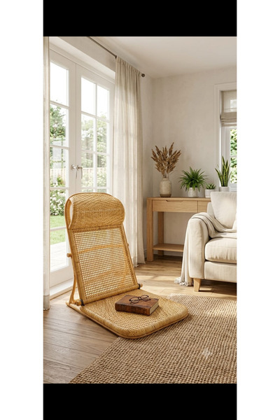 VERSA Rattan Yer Şezlongu Tatami Chair – Katlanabilir Yer Koltuğu | Salon Zem...