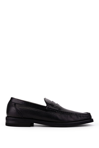 Tamer Tanca Men's Genuine Leather Black Loafer Shoes