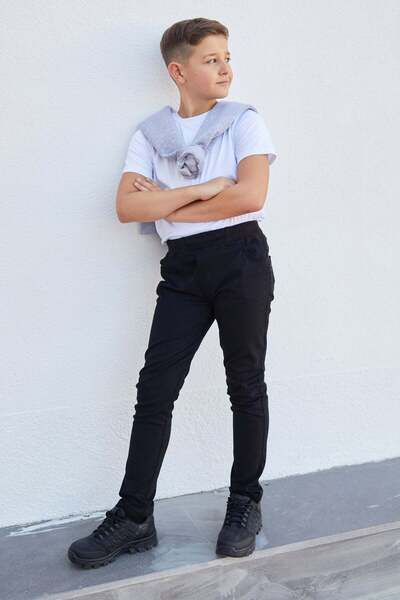 Fulla Moda Beli Lastikli Straight Unisex Çocuk Pantolon