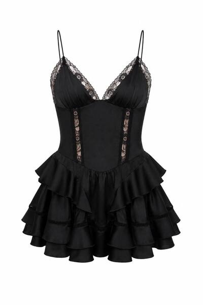 ruyaguneyboutique İpek Saten Dantel Elbise