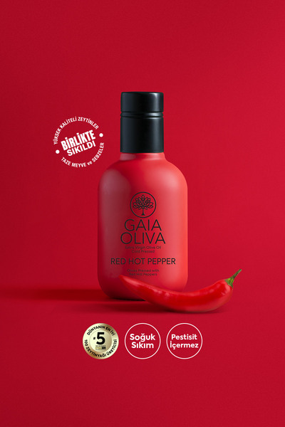 Gaia Oliva Kırmızı Acı Biber Çeşnili 250 ml Natürel Sızma Zeytinyağı (Yeni Ha...