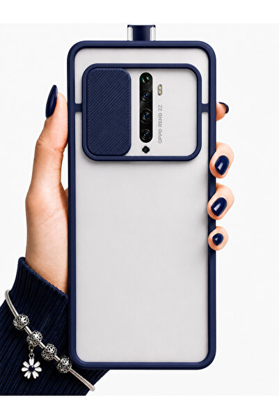 noktaks Oppo Reno 2z Kılıf Kamera Sürgü Mat Arka Yüzey Renkli Çerçeve Lensi K...