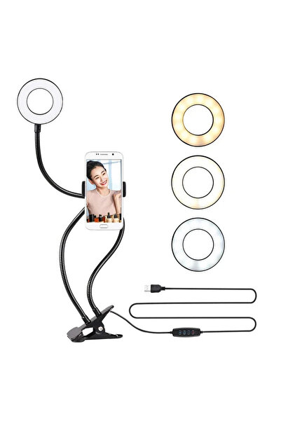 Choice 2 in 1 Ring Lamp Universal Flexible Mobile Phone Holder with Selfie Ri...