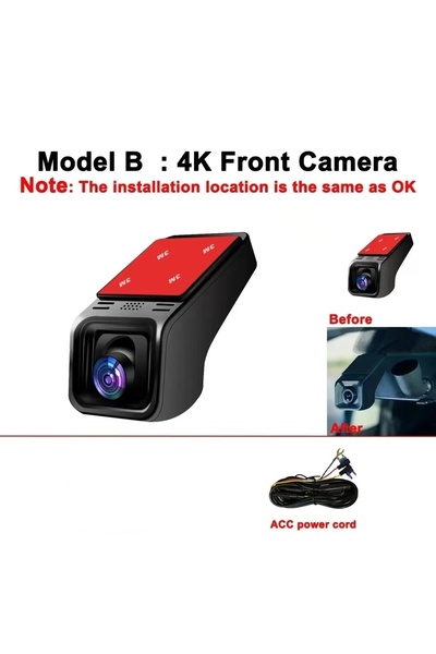 Choice4 64G D-4K 4K 2160P WiFi Car DVR Dash Cam Camera 2K 1600P 24H Parking M...