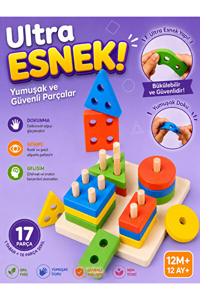 a v d a SOFT YUMUŞAK ESNEK Geometrik Şekiller Bultak Yerleştirme el-göz koord...