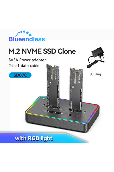 Choice3 محطة توصيل SD07C-EU بمنفذ أوروبي من Blueendless، مزودة بفتحتين M.2 NV...
