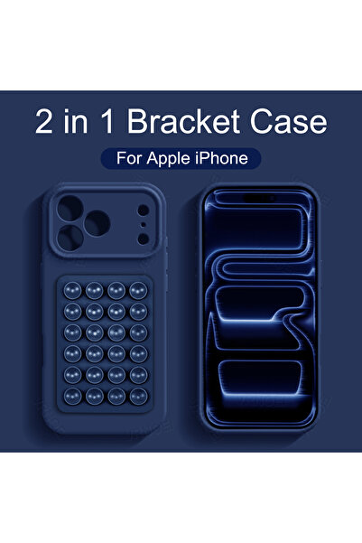 Choice73 iphone 11 Dark Blue Silicone Suction Cup Holder Case For iPhone 17 1...