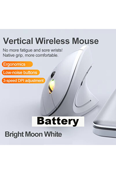 Choice5 Battery White 2.4GHz Bluetooth Wireless Mouse Rechargeable Vertical M...