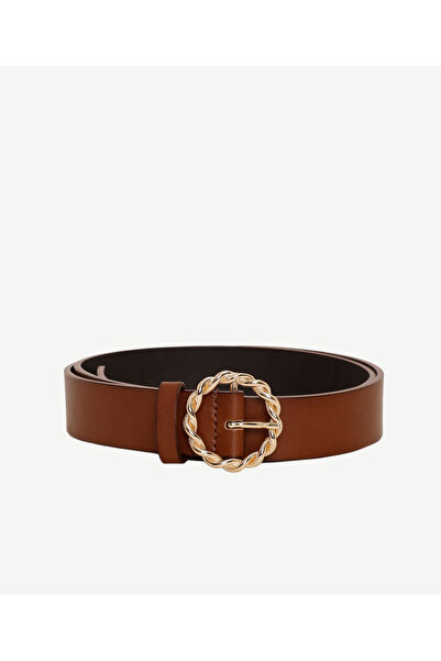 Yargıcı Leather Belt with Buckle and Braided Detail