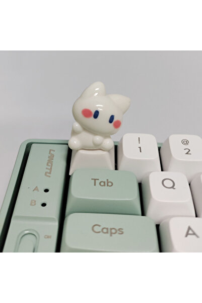 Choice hello Little White Cat Keycaps Kawaii ESC Key Caps Cross Axis Cherry P...