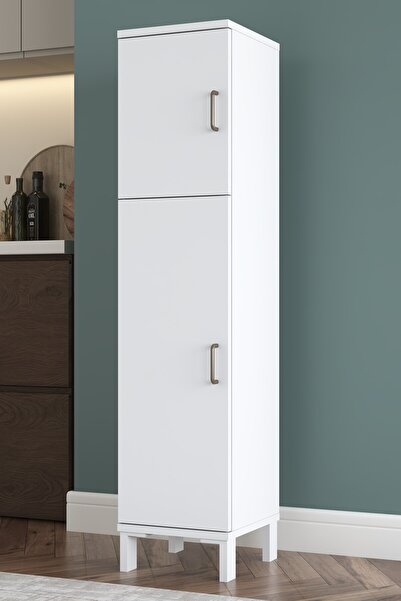 Rani Mobilya Rani KC115 Banyo Dolabı 2 Kapaklı 4 Raflı Çok Amaçlı Dolap Beyaz