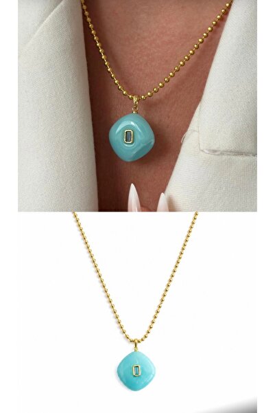 mibrillo Steel Dorica Chain Agate Stone Necklace Trend Necklace