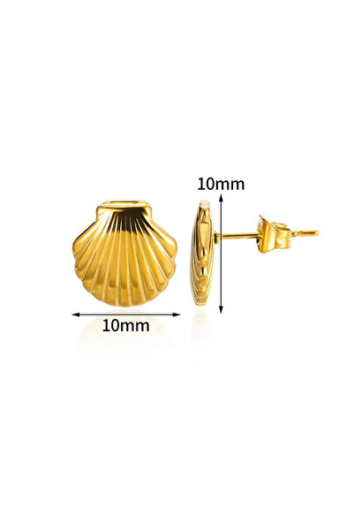 Choice E4759G Stainless Steel Shell Stud Earring For Women Gold Color Vintage...