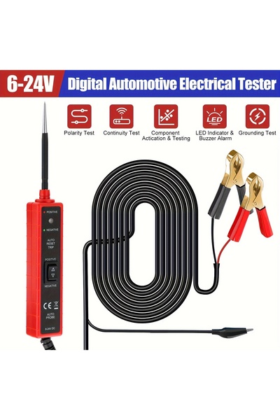 Choice Red Digital Automotive Electrical Tester, 6-24V Car Power Circuit Prob...
