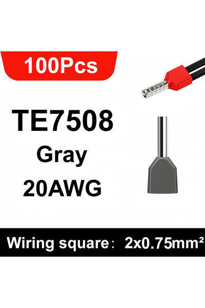 Choice7 100pcs-TE7508 100/700pcs TE Double Wire Tube PVC Insulated Terminal C...