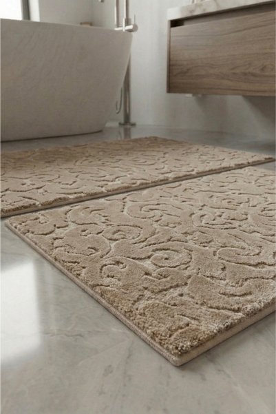 neşe home collection Banyo Paspas Seti 2'li | Makinede Yıkanabilir, Yumuşak, Leke Tutmaz | 60x100-40x60cm
