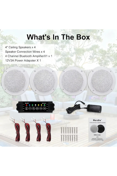 Choice3 Amplifier Sets EU Plug White Herdio 4 Inch Ceiling Speaker Bluetooth ...