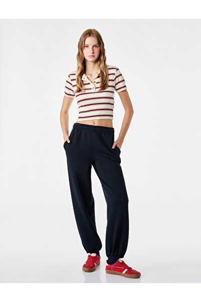 Koton Three Thread Raised Pocket Jogger Sweatpants with Elastic Waist