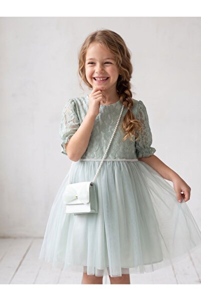 Cherrys Bebek Girl's Lace and Tulle Premium Evening Dress (with Bag)