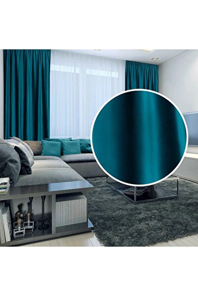 CasaRossaTextil Draperie French Velvet Albastru Petrol Turcuaz | Set 2 Bucăți...