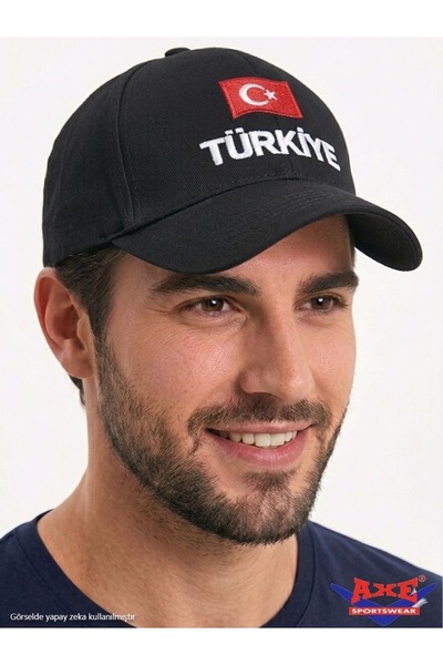 AXE SPORTSWEAR Adjustable Velcro Back Turkey Turkish Flag Embroidered Basebal...