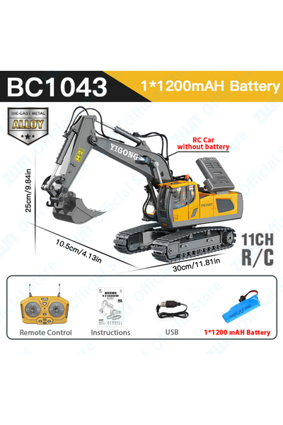 Choice 11CH Alloy BC1043 ZWN 2.4G Remote Control Excavator Dump Truck RC Mode...