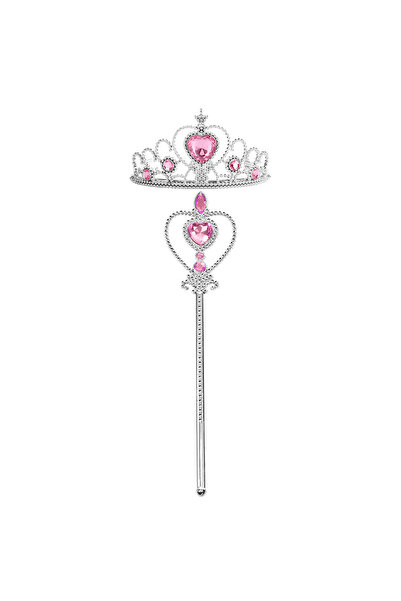 Choice PinkHeart12 Kids Rhinestone Tiara Crown and Magic Wand with Glitter Cr...